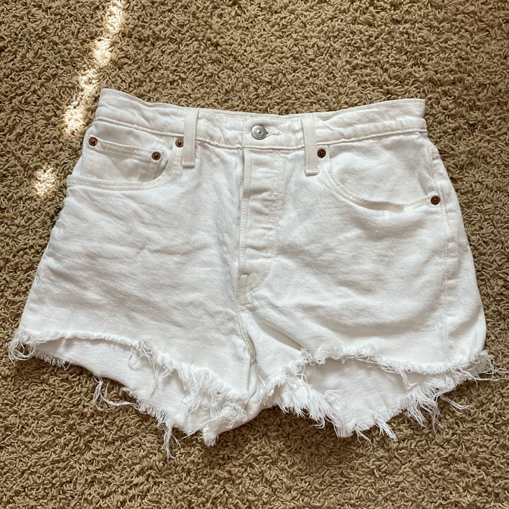 White Levi Jean Shorts
